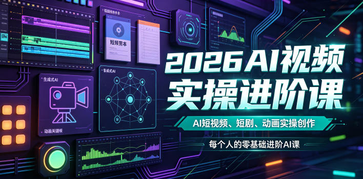 2026AI视频实操进阶课,AI短视频、短剧、动画实操创作,每个人的零基础进阶ai课 - 臻优资源网