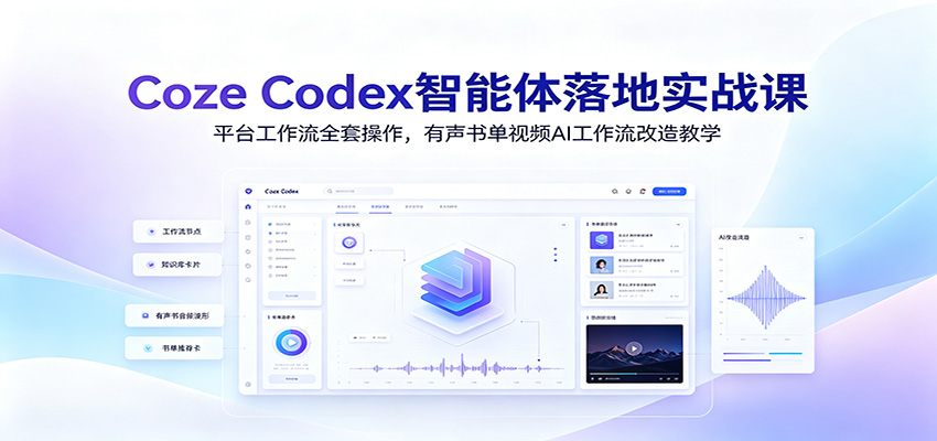 Coze Codex智能体落地实战课：平台工作流全套操作，有声书单视频AI工作流改造教学 - 臻优资源网