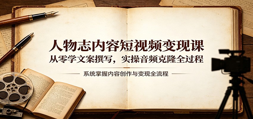 人物志内容短视频变现课：从零学文案撰写，实操音频克隆全过程 - 臻优资源网