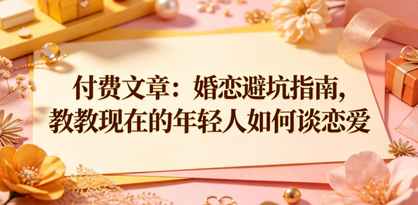 付费文章：婚恋避坑指南，教教现在的年轻人如何谈恋爱 - 臻优资源网