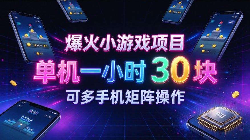 爆火小游戏撸金项目，实测单机一小时30+，可多手机矩阵操作，新手看完一遍就能上手【揭秘】 - 臻优资源网