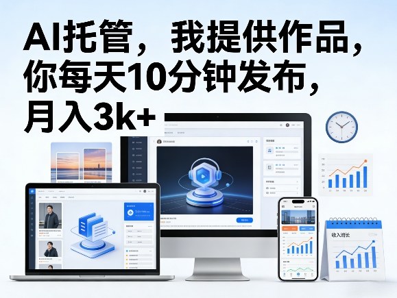 公众号AI托管，我提供作品，你每天10分钟发布，月入3k+【揭秘】 - 臻优资源网