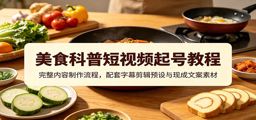 美食科普短视频起号教程：完整内容制作流程，配套字幕剪辑预设与现成文案素材 - 臻优资源网