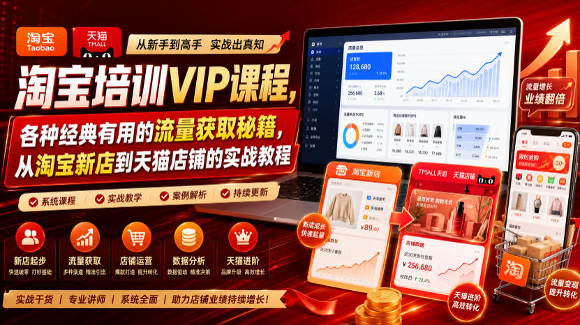 淘宝培训VIP课程，各种经典有用的流量获取秘籍，从淘宝新店到天猫店铺的实战教程（更新7月） - 臻优资源网