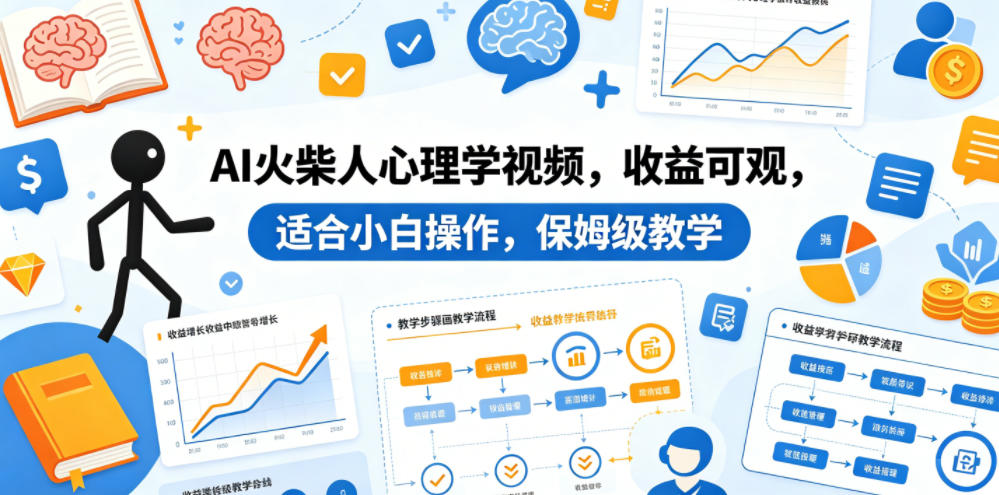AI火柴人心理学视频，收益可观，适合小白操作，保姆级教学 - 臻优资源网