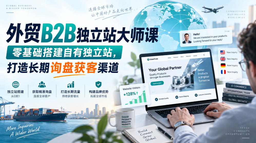 外贸B2B独立站大师课，零基础搭建自有独立站，打造长期询盘获客渠道 - 臻优资源网