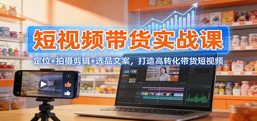 短视频带货实战课：定位+拍摄剪辑+选品文案，打造高转化带货短视频 - 臻优资源网