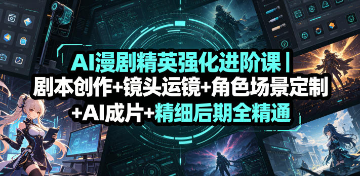 AI漫剧精英强化进阶课｜剧本创作+镜头运镜+角色场景定制+AI成片+精细后期全精通 - 臻优资源网