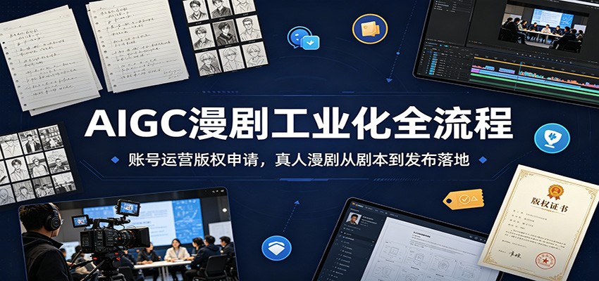 AIGC漫剧工业化全流程：账号运营版权申请，真人漫剧从剧本到发布落地 - 臻优资源网