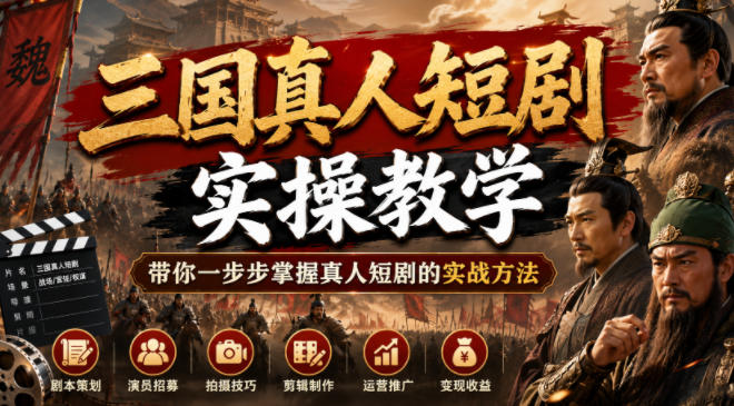 三国真人短剧实操教学,带你一步步掌握真人短剧的实战方法 - 臻优资源网