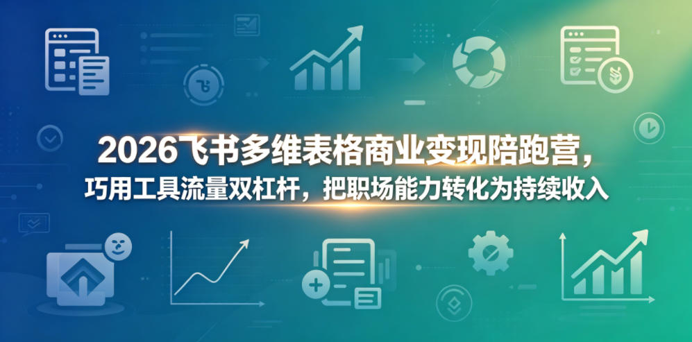 2026飞书多维表格商业变现陪跑营，巧用工具流量双杠杆，把职场能力转化为持续收入 - 臻优资源网