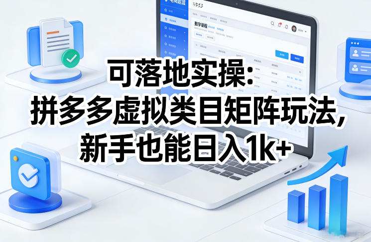 可落地实操：拼多多虚拟类目矩阵玩法，新手也能日入1k+【揭秘】 - 臻优资源网
