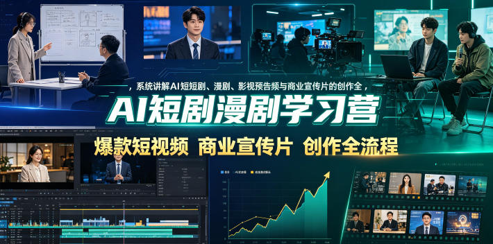 AI短剧漫剧学习营，系统讲解AI短剧、漫剧、影视预告片、爆款短视频与商业宣传片的创作全流程 - 臻优资源网