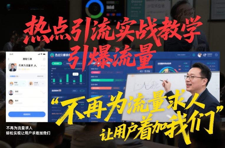 热点引流实战教学，引爆流量，不再为流量求人，轻松实现让用户求着加我们 - 臻优资源网
