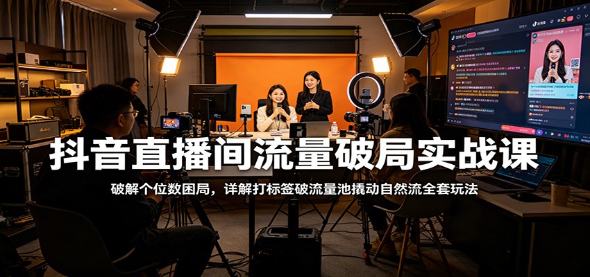 抖音直播间流量破局实战课：破解个位数困局，详解打标签破流量池撬动自然流全套玩法 - 臻优资源网