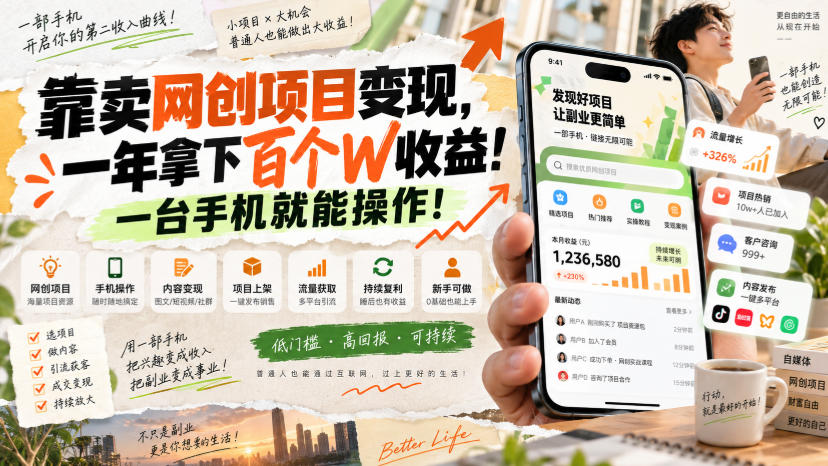 网创小程序虚拟资料变现,一年拿下百万收益,一部手机就可以做,0成本变现副业! - 臻优资源网