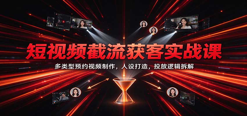 短视频截流获客实战课：多类型预约视频制作，人设打造，投放逻辑拆解 - 臻优资源网