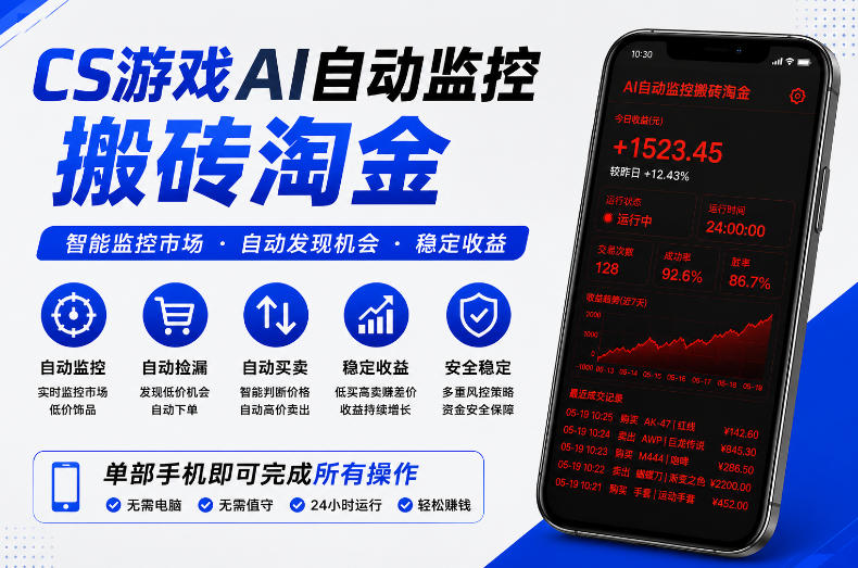 CS游戏AI自动监控搬砖淘金，稳定运行多年，支持任何形式验证，日入300+【揭秘】 - 臻优资源网