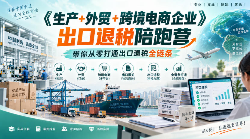 《生产+外贸+跨境电商企业》出口退税陪跑营，带你从零打通出口退税全链条 - 臻优资源网