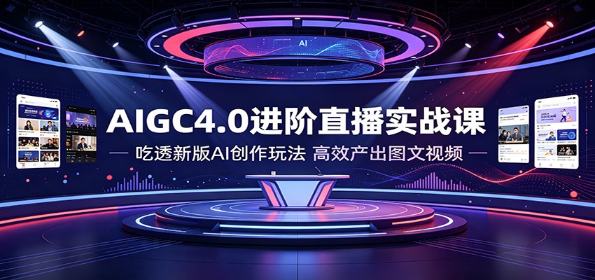 AIGC4.0进阶直播实战课:吃透新版AI创作玩法,高效产出图文视频 - 臻优资源网