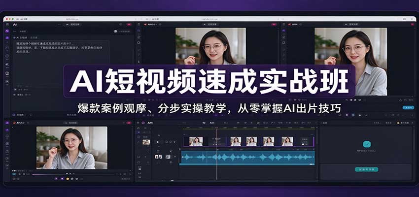 AI短视频速成实战班：爆款案例观摩、分步实操教学，从零掌握AI出片技巧 - 臻优资源网