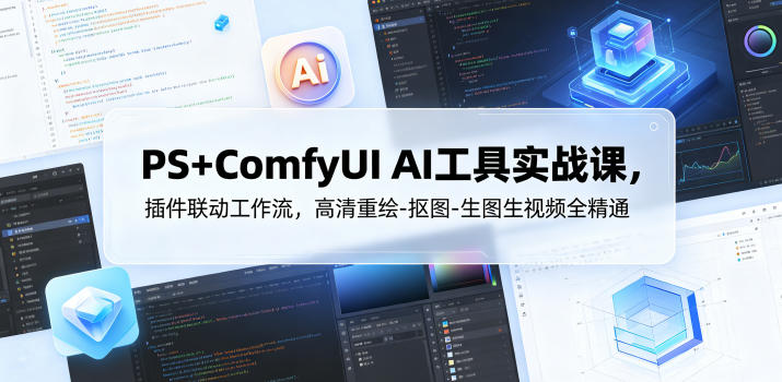 PS+ComfyUI AI工具实战课，插件联动工作流，高清重绘-抠图-生图生视频全精通 - 臻优资源网