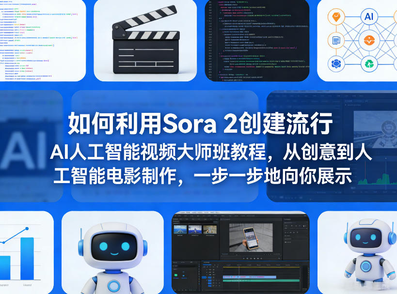如何利用Sora 2创建流行AI人工智能视频大师班教程，从创意到人工智能电影制作，一步一步地向你展示 - 臻优资源网