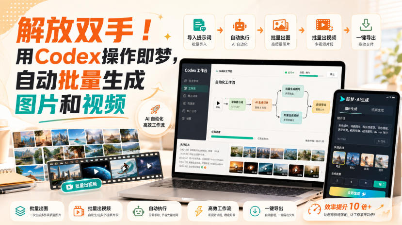 解放双手！用Codex操作即梦，自动批量生成图片和视频 - 臻优资源网