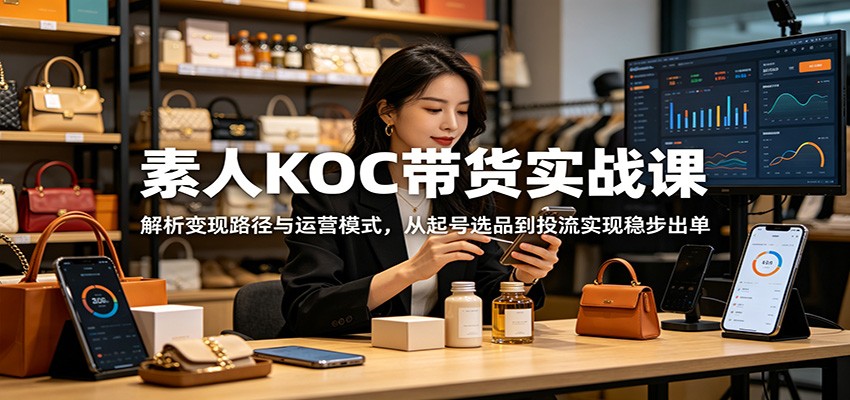 素人KOC带货实战课：解析变现路径与运营模式，从起号选品到投流实现稳步出单 - 臻优资源网
