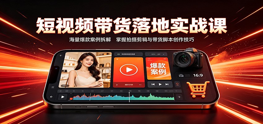 短视频带货落地实战课：海量爆款案例拆解，掌握拍摄剪辑与带货脚本创作技巧 - 臻优资源网