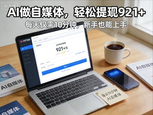 每天花费10分钟，头条号收益921+，用AI做自媒并不难【附视频教程】 - 臻优资源网