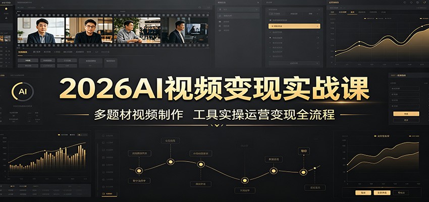 2026AI视频变现实战课：多题材视频制作，工具实操运营变现全流程 - 臻优资源网