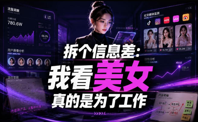 【理直气壮】我给看美女找了一个非常恰当的理由，信息差项目 - 臻优资源网