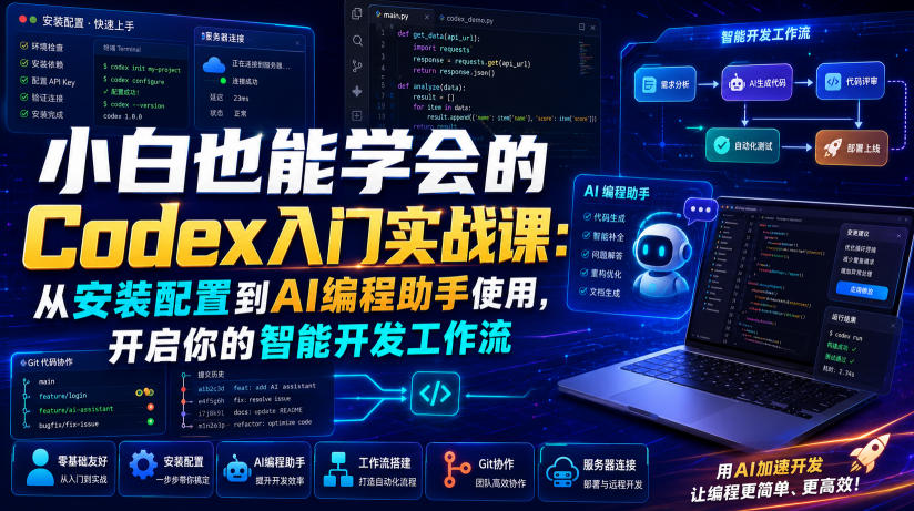 小白也能学会的Codex入门实战课：从安装配置到AI编程助手使用，开启你的智能开发工作流 - 臻优资源网