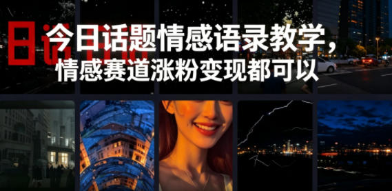 今日话题情感语录教学，情感赛道涨粉变现都可以 - 臻优资源网