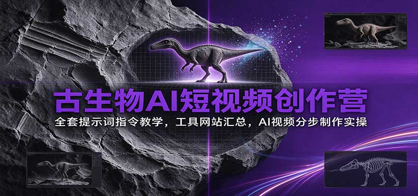 古生物AI短视频创作营：全套提示词指令教学，工具网站汇总，AI视频分步制作实操 - 臻优资源网