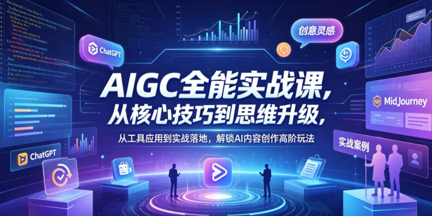 AIGC全能实战课，从核心技巧到思维升级，从工具应用到实战落地，解锁AI内容创作高阶玩法 - 臻优资源网