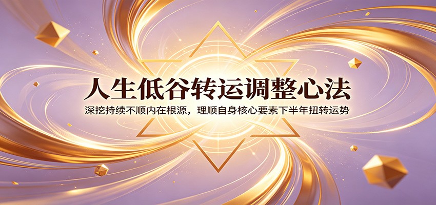 人生低谷转运调整心法：深挖持续不顺内在根源，理顺自身核心要素下半年扭转运势 - 臻优资源网