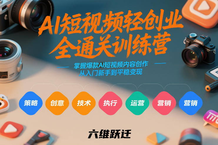 AI短视频轻创业全通关训练营，掌握爆款AI短视频内容创作，从入门新手到平稳变现的六维跃迁 - 臻优资源网