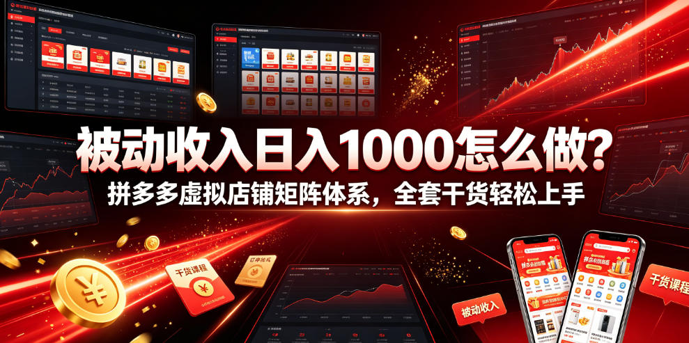 被动收入日入1000怎么做？拼多多虚拟店铺矩阵体系，全套干货轻松上手【揭秘】 - 臻优资源网