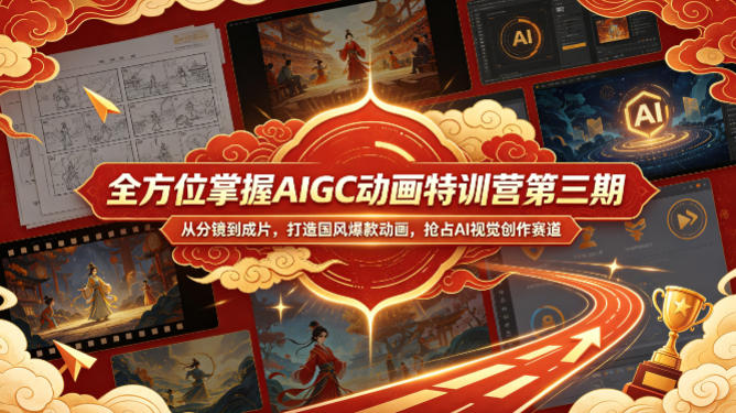 全方位掌握AIGC动画特训营第三期，从分镜到成片，打造国风爆款动画，抢占AI视觉创作赛道红利 - 臻优资源网