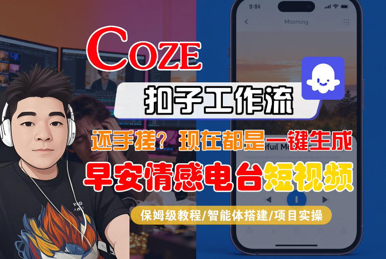 【Coze工作流搭建实操教程】【coze】早安情感电台日签视频还在手动做？用扣子工作流自动生成，省时90% - 臻优资源网