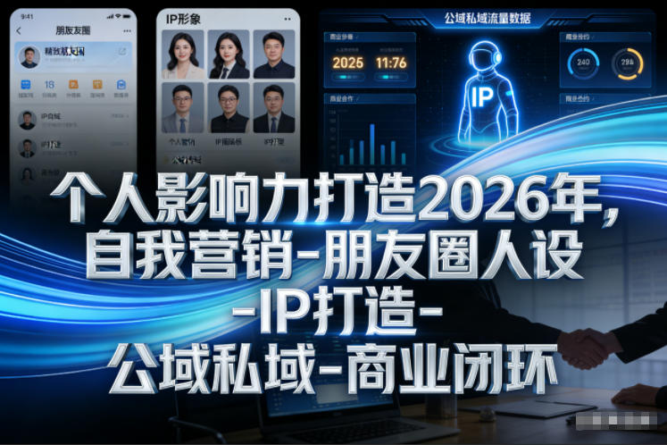 个人影响力打造2026年,自我营销-朋友圈人设-IP打造-公域私域-商业闭环 - 臻优资源网