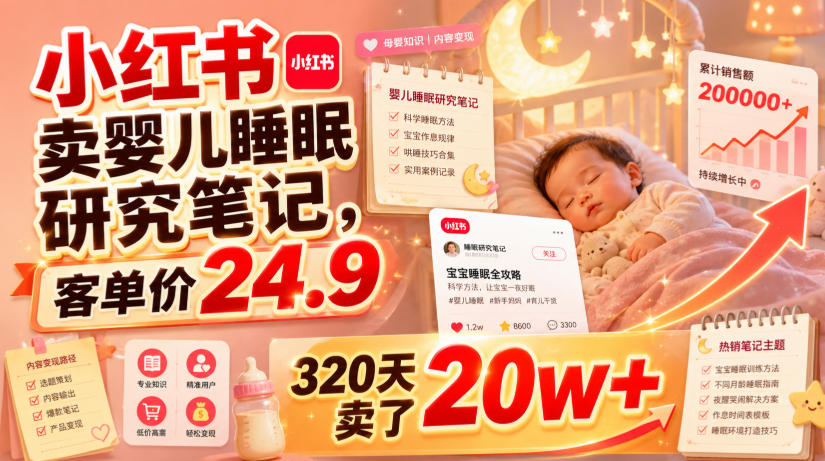 小红书卖婴儿睡眠研究笔记，客单价24.9，320天卖了20w+ - 臻优资源网