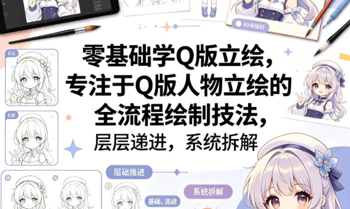 零基础学Q版立绘,专注于Q版人物立绘的全流程绘制技法,层层递进,系统拆解 - 臻优资源网