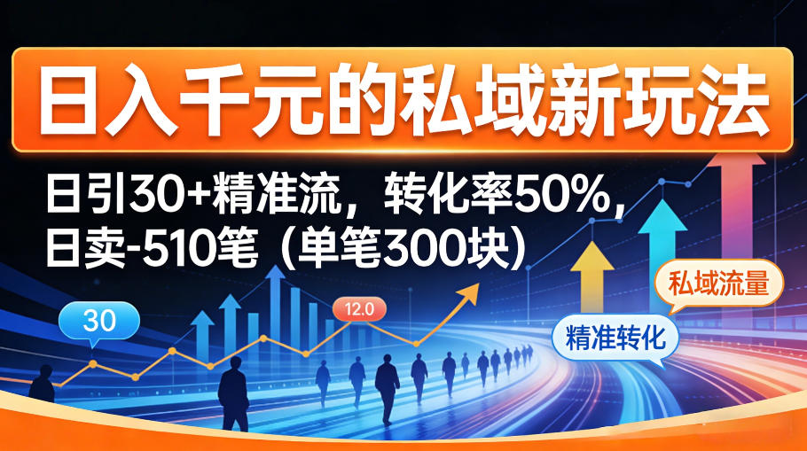 日入千米的私域新玩法：日引30＋精准流，转化率50%，日卖5-10笔（单笔300米） - 臻优资源网