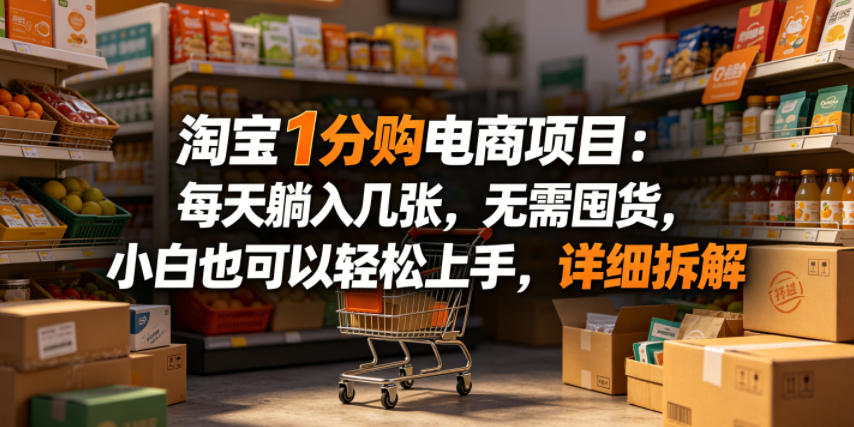 淘宝1分购电商项目：每天躺入几张，无需囤货，小白也可以轻松上手，详细拆解 - 臻优资源网