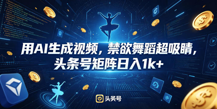 用AI生成视频，禁欲舞蹈超吸睛，头条号矩阵日入1k+ - 臻优资源网