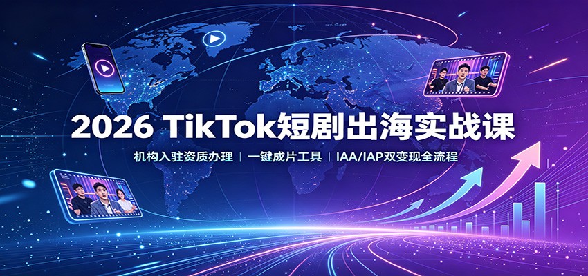 2026 TikTok短剧出海实战课：机构入驻资质办理，一键成片工具，IAA/IAP双变现全流程 - 臻优资源网