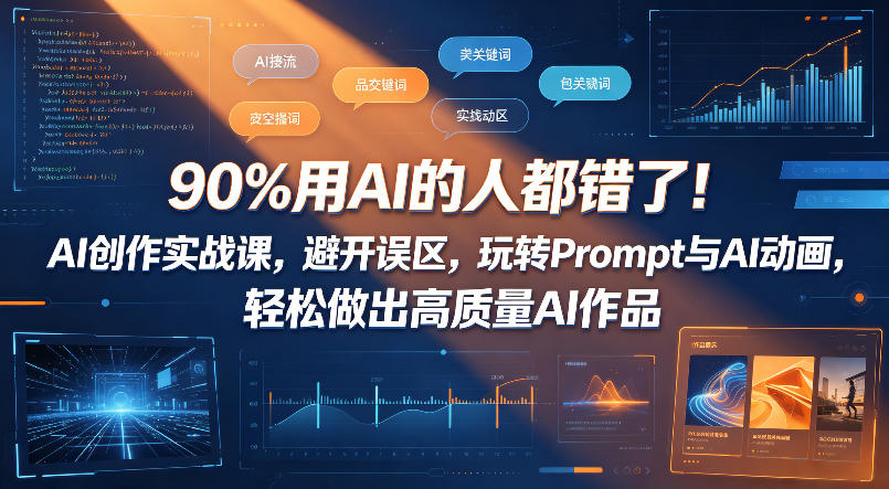 90%用AI的人都错了！AI创作实战课，避开误区，玩转Prompt与AI动画，轻松做出高质量AI作品 - 臻优资源网